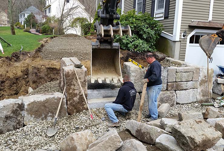 Natural stone wall construction